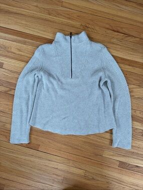 Half-Zip Ribbed Cotton Sweater